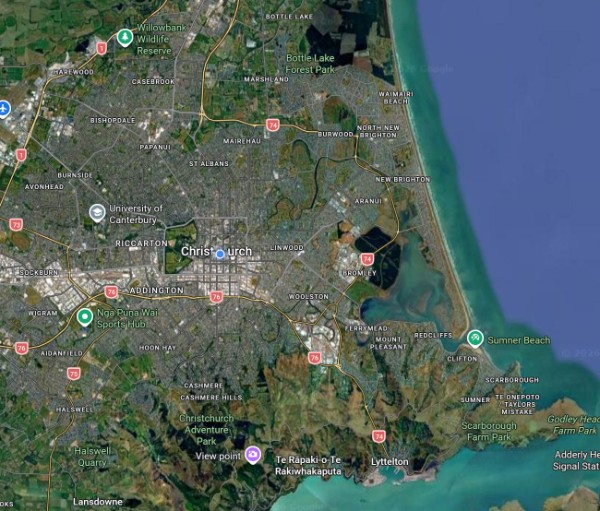 Map of Christchurch showing recent Sharp Glass frameless shower projects